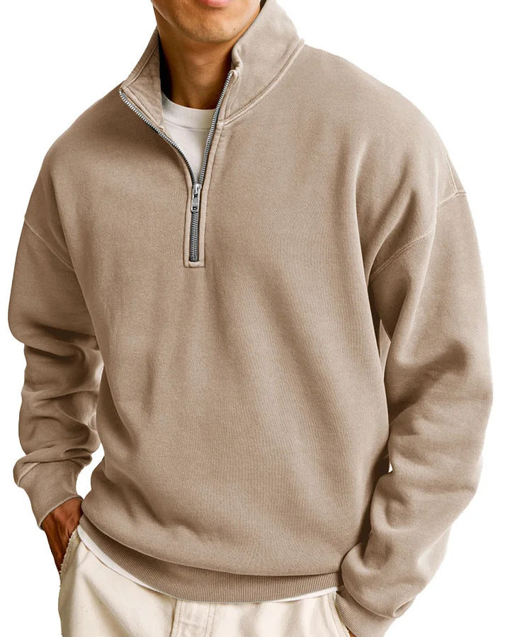 Modern Street Style Half-Zip Sweater for Men