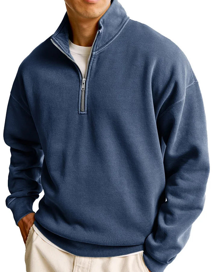 Modern Street Style Half-Zip Sweater for Men