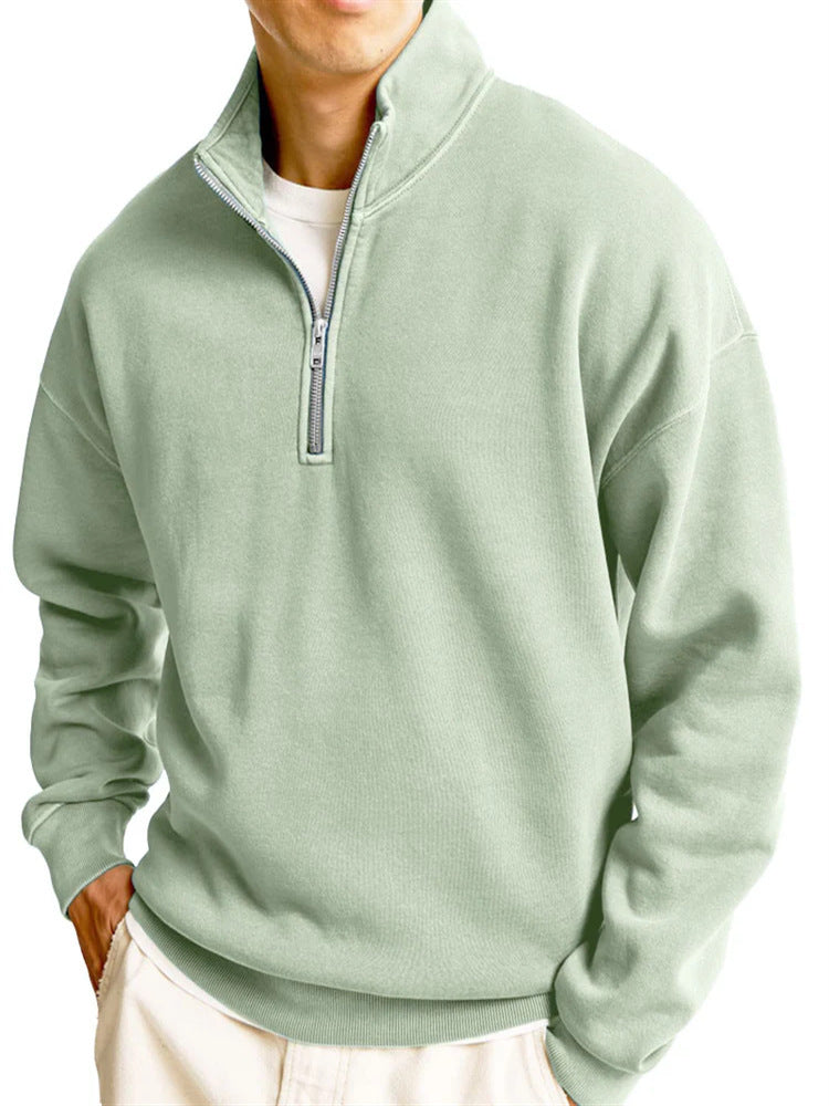 Modern Street Style Half-Zip Sweater for Men