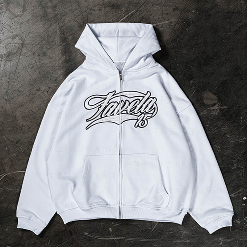 Men’s Retro Printed Zip Hoodie