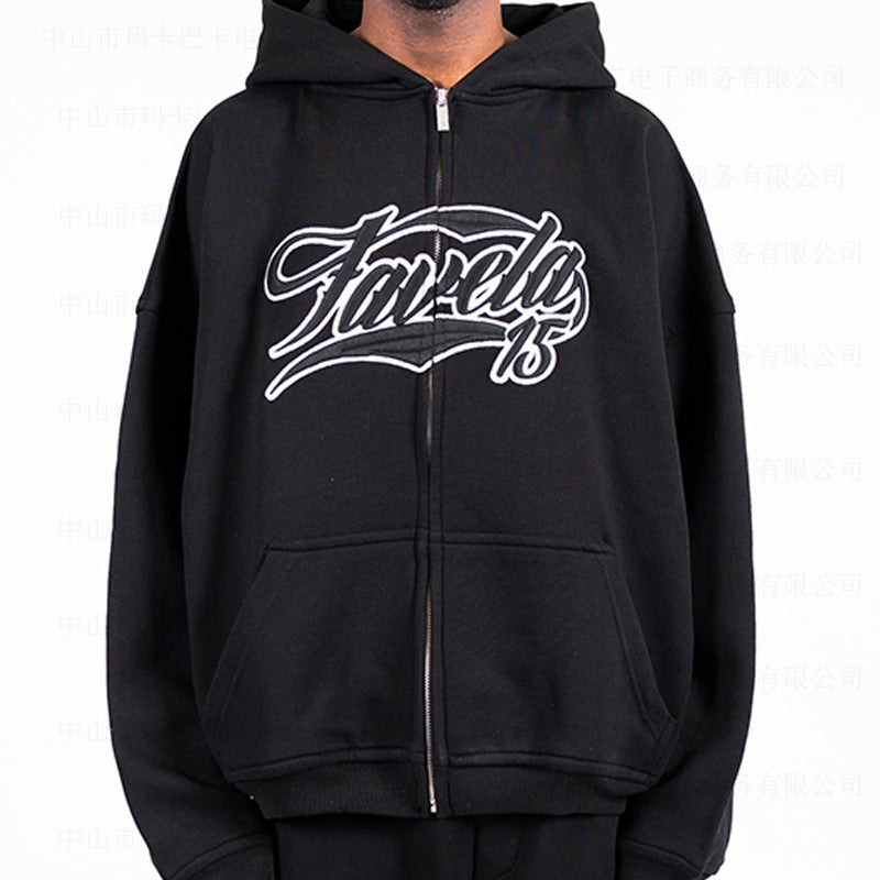 Men’s Retro Printed Zip Hoodie