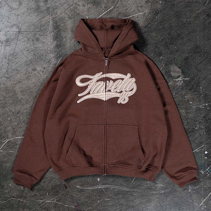 Men’s Retro Printed Zip Hoodie