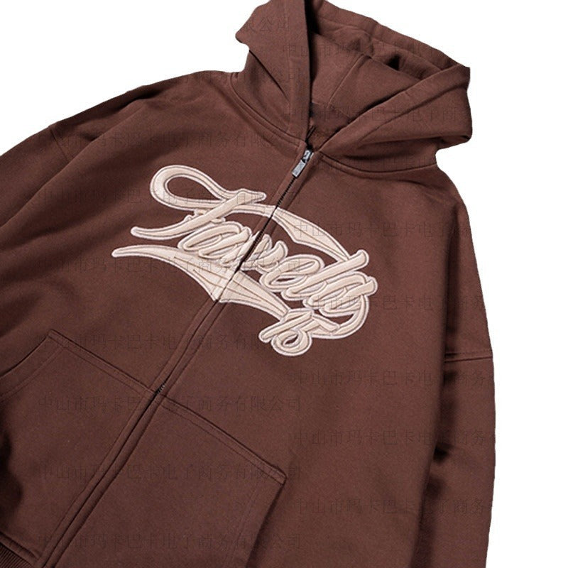 Men’s Retro Printed Zip Hoodie