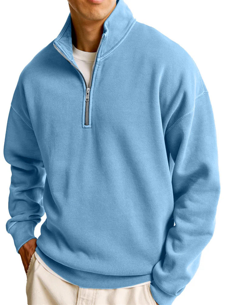 Modern Street Style Half-Zip Sweater for Men