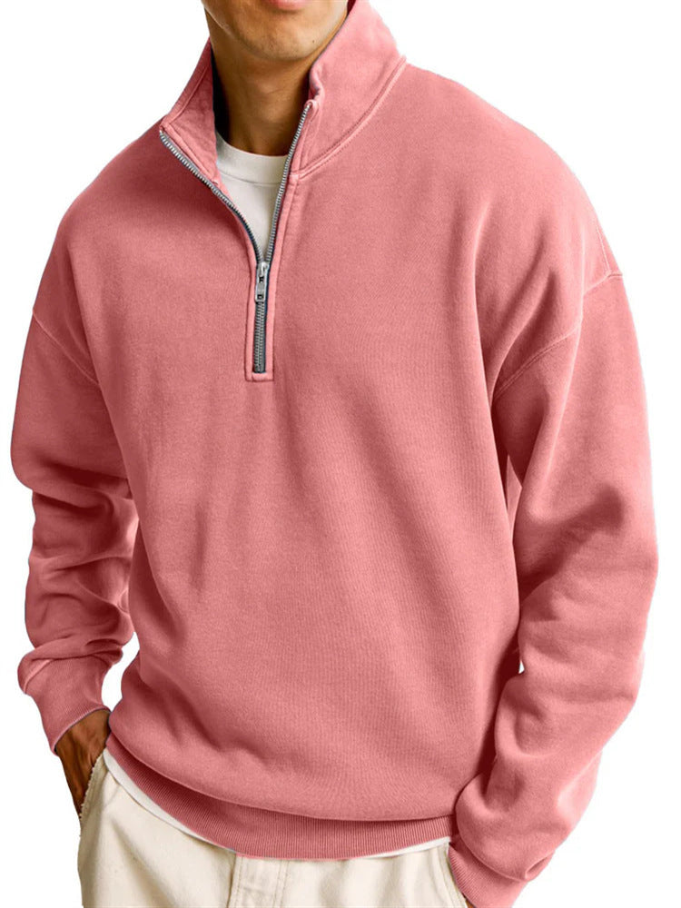 Modern Street Style Half-Zip Sweater for Men