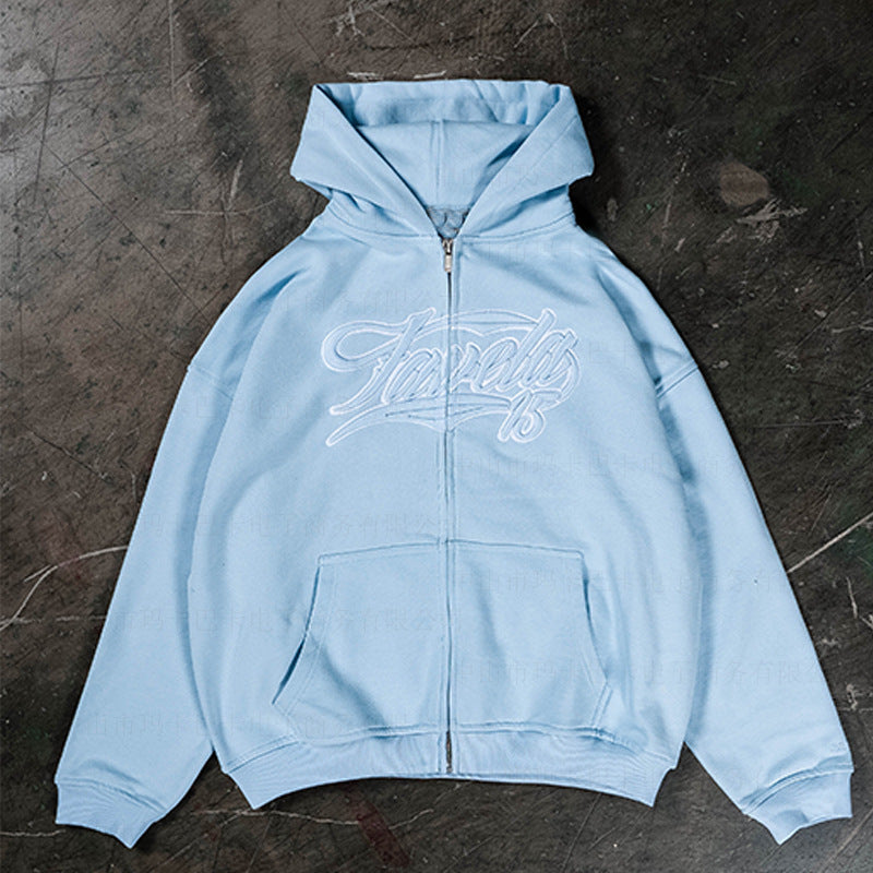 Men’s Retro Printed Zip Hoodie