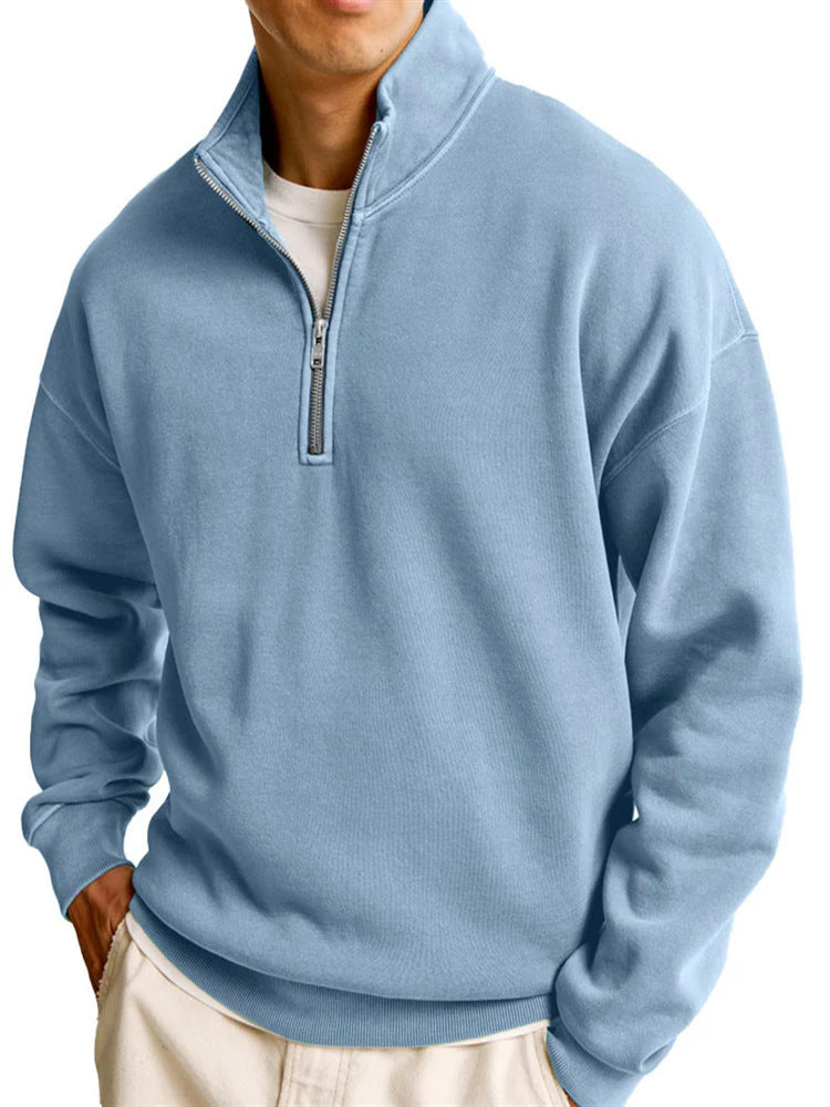 Modern Street Style Half-Zip Sweater for Men