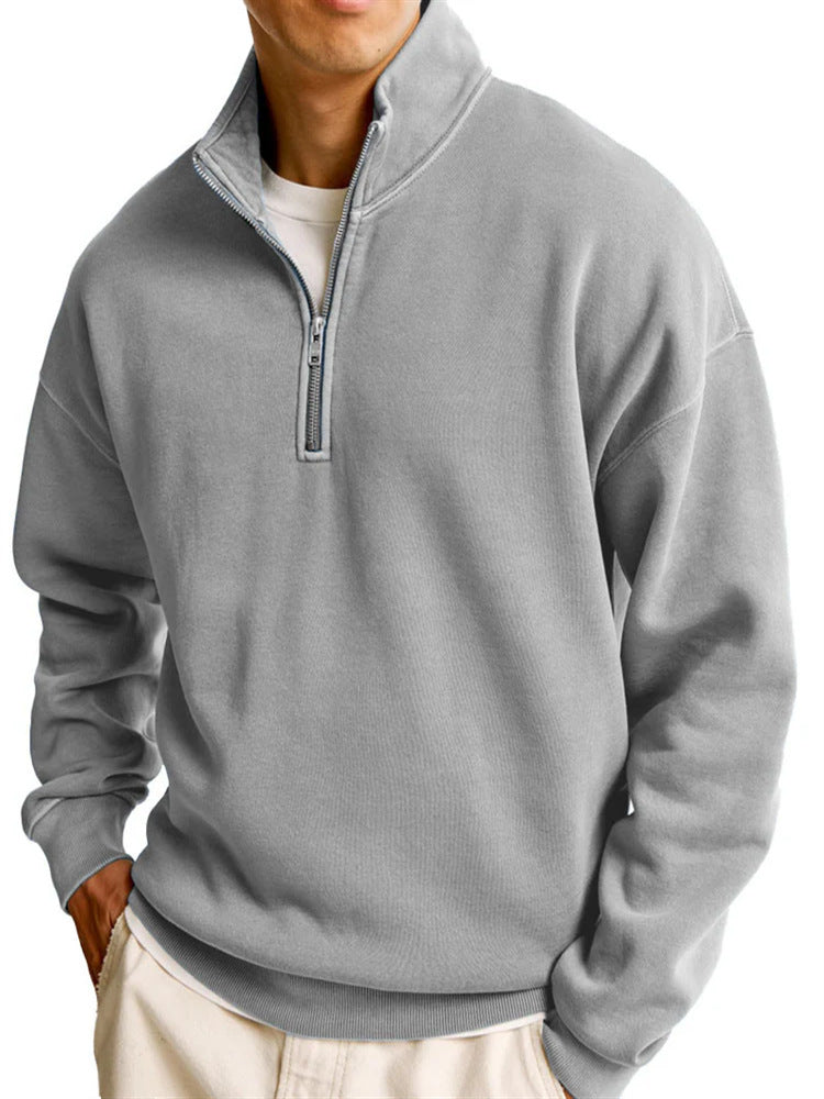 Modern Street Style Half-Zip Sweater for Men